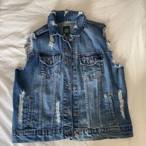 Women’s ripped denim vest size Large